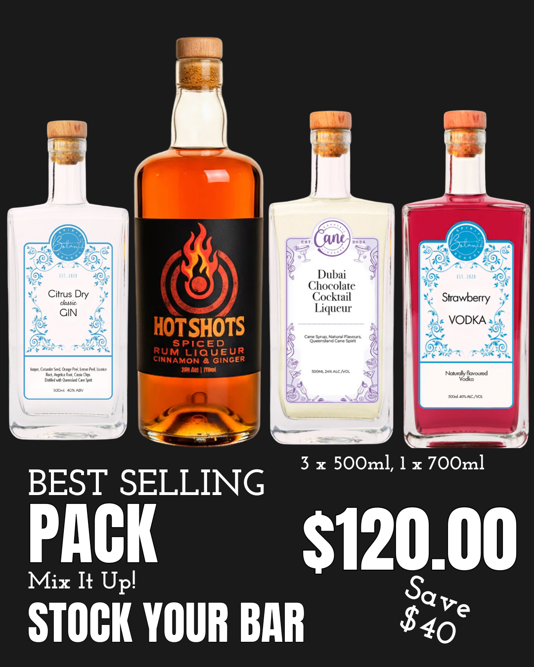Stock Your Bar Pack 3 x 500ml + 1 x 700ml